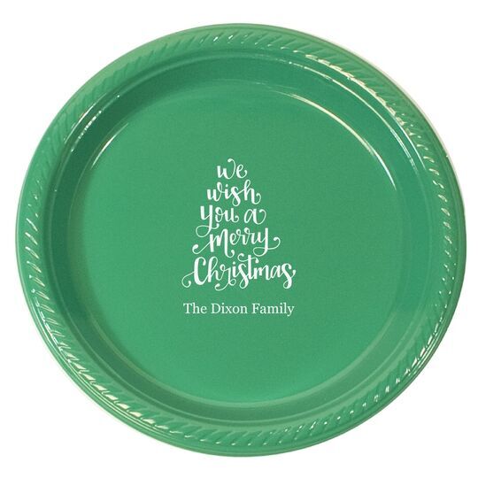 Hand Lettered We Wish You A Merry Christmas Plastic Plates